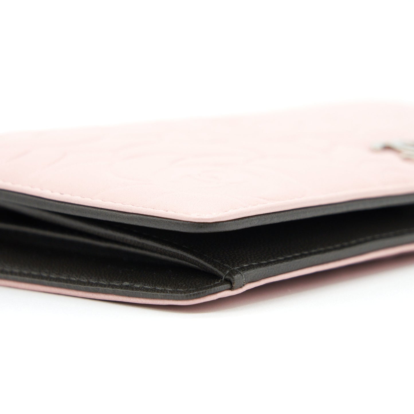 Chanel Camellia Long Wallet Lambskin Light Pink/Dark Brown