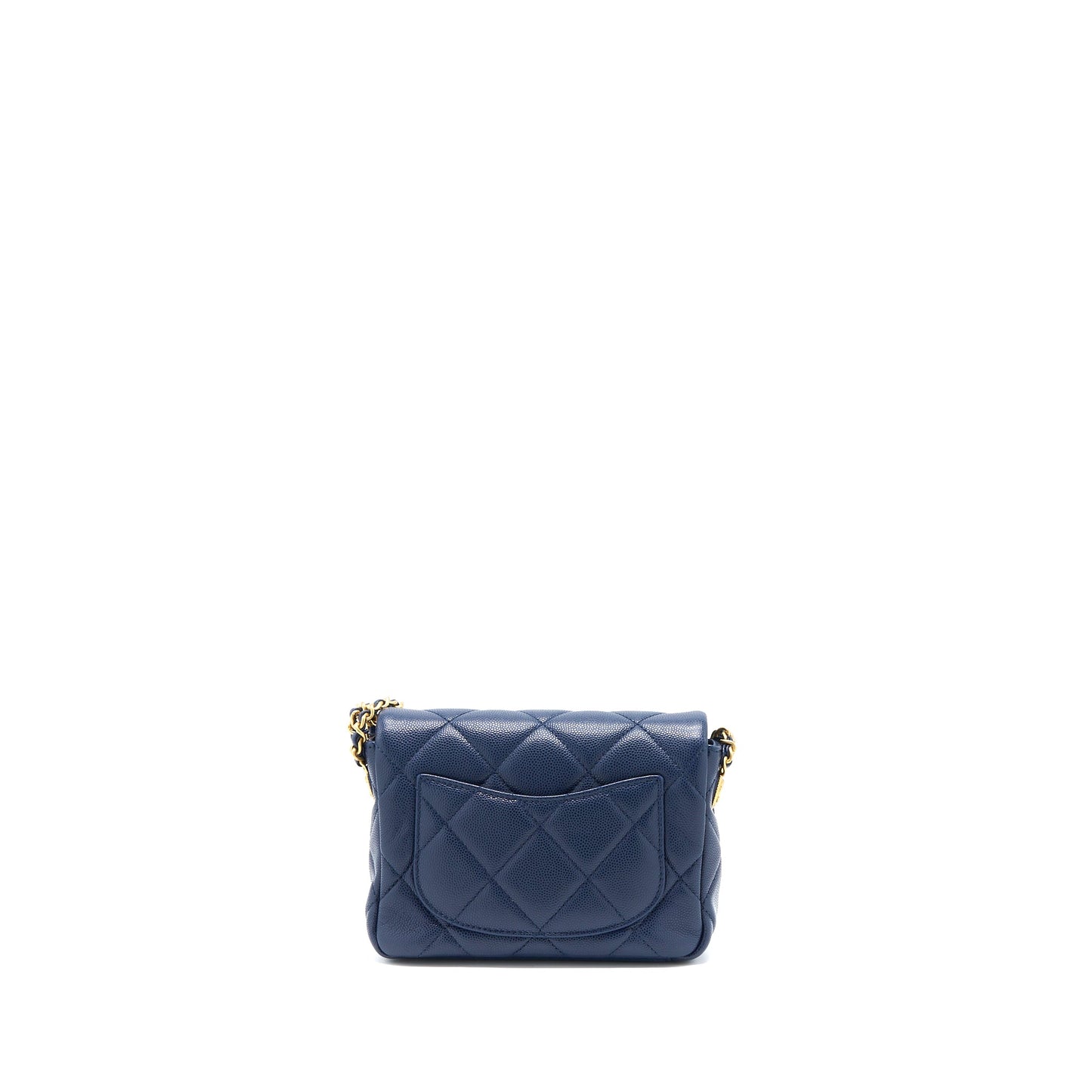 Chanel 22A Small Flap Bag Caviar Navy Brushed  (Microchip)