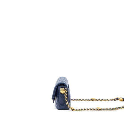 Chanel 22A Small Flap Bag Caviar Navy Brushed  (Microchip)