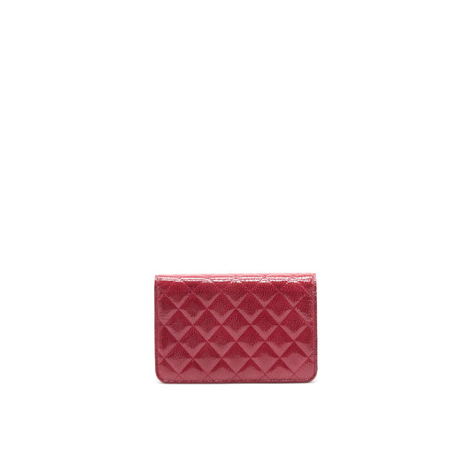 CHANEL WALLET ON CHAIN PATENT LEATHER RED