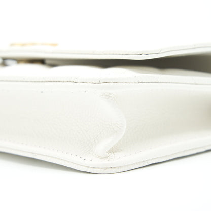 Chanel 22s Logo Top Handle Wallet On Chain Caviar White