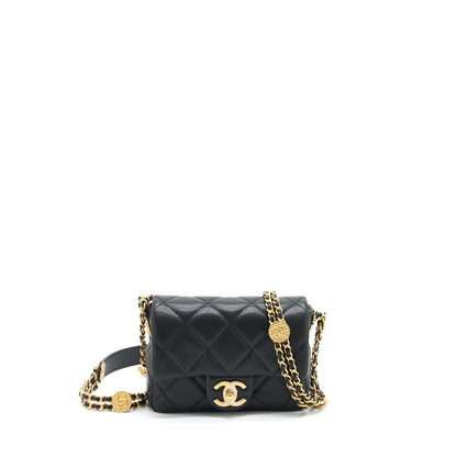 Chanel 22A Small Flap Bag Caviar Black Brushed  (Microchip)