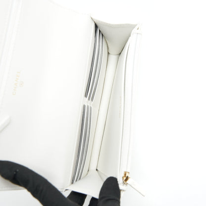 Chanel 22s Logo Top Handle Wallet On Chain Caviar White