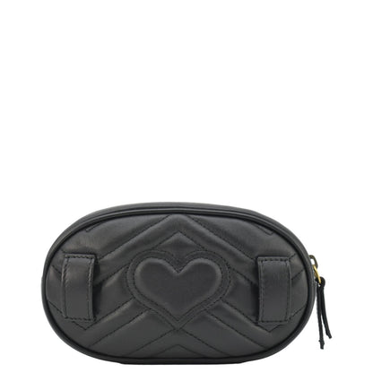 GUCCI GG Marmont Matelasse Leather Belt Bag Black 476434