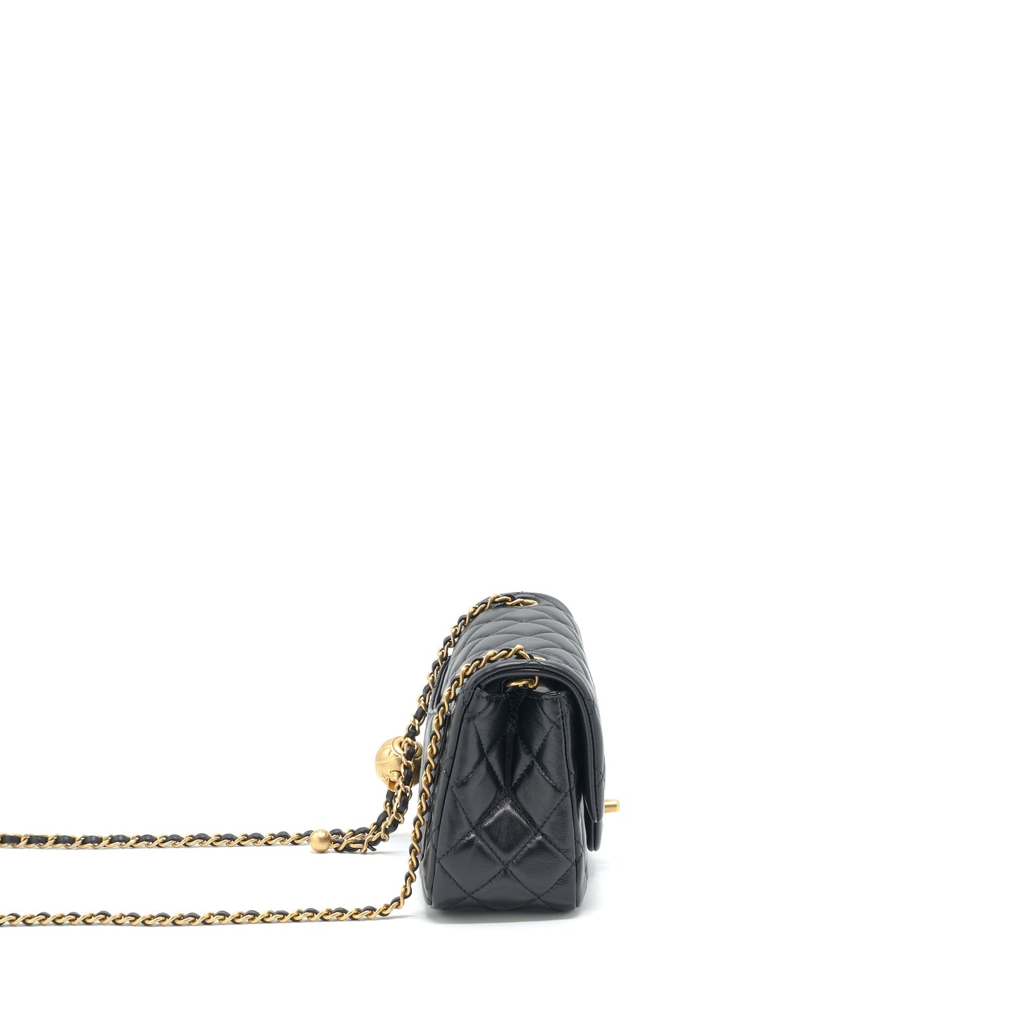 Chanel Pearl Crush Mini Square Lambskin Black Brushed