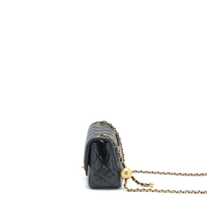 Chanel Pearl Crush Mini Square Lambskin Black Brushed