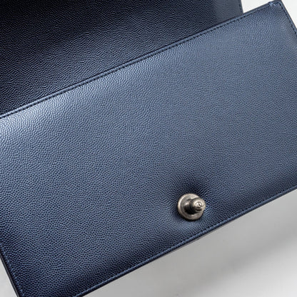 Chanel medium boy bag caviar metallic blue ruthenium hardware