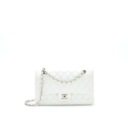 CHANEL MEDIUM CLASSIC DOUBLE FLAP BAG CAVIAR WHITE