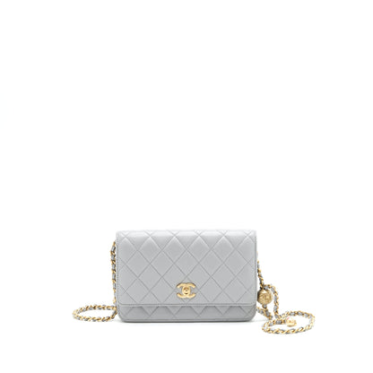 Chanel 21B Pearl Crush Wallet On Chain Grey