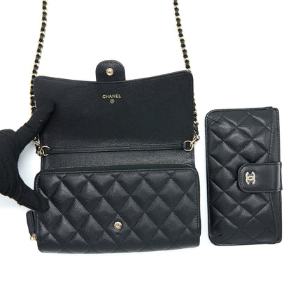 Chanel 3 in 1 Wallet on Chain Caviar Black L