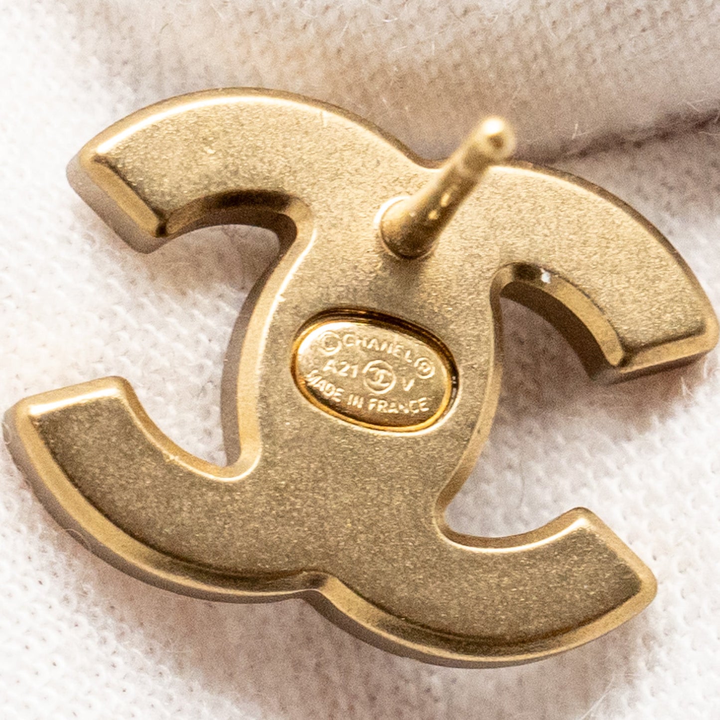 Chanel CC Logo Earrings Crystal Gold Tone