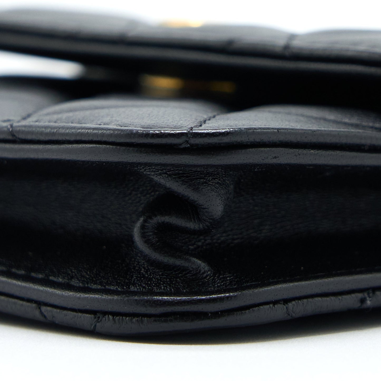 Chanel Pearl Crush Mini Flap Belt Bag Lambskin Black Brushed
