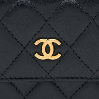 Chanel Pearl Crush Mini Flap Belt Bag Lambskin Black Brushed