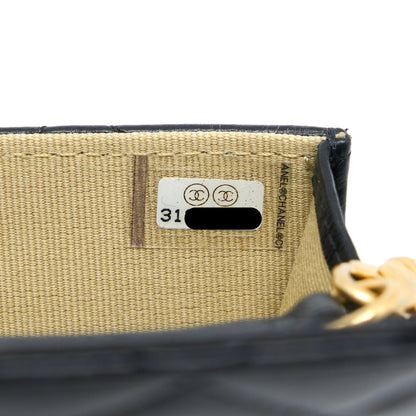 Chanel Pearl Crush Mini Flap Belt Bag Lambskin Black Brushed