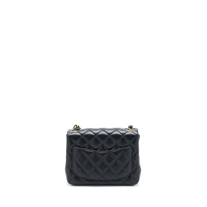 Chanel Mini Square Flap Bag Lambskin Black  (Microchip)