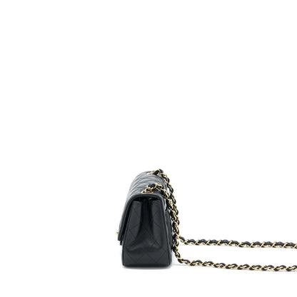 Chanel Mini Square Flap Bag Lambskin Black  (Microchip)