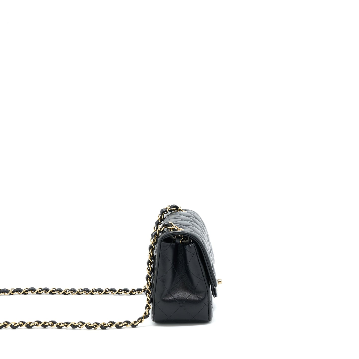 Chanel Mini Square Flap Bag Lambskin Black  (Microchip)