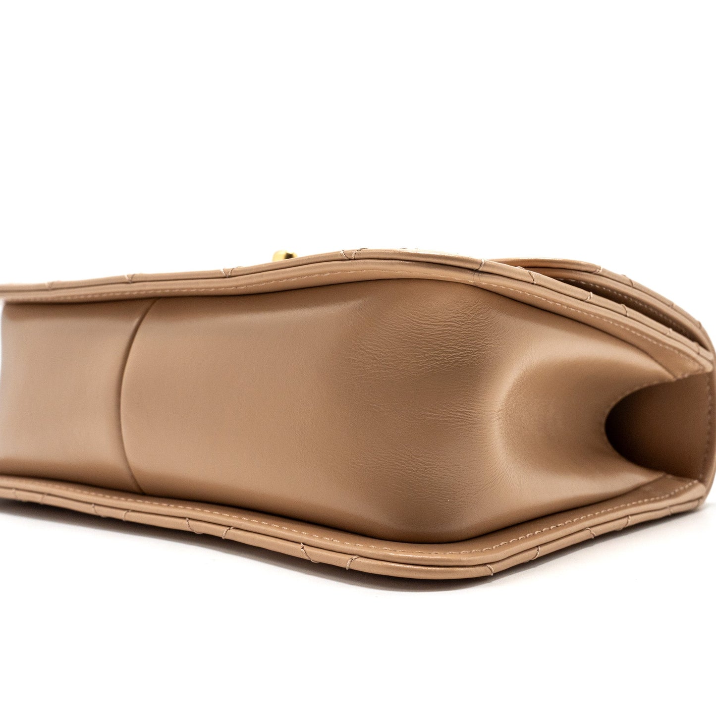 Chanel 21A Gold Crush Flap Bag Calfskin Beige  (Microchip)