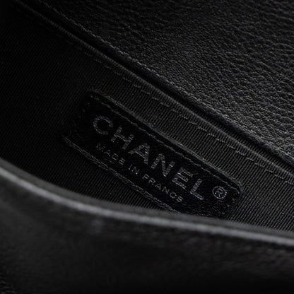 Chanel Medium Boy Bag Grained Calfskin Black Ruthenium Hardware