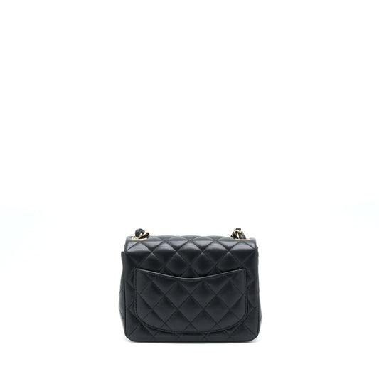 Chanel Classic Mini Square Flap Bag Lambskin Black L (Microchip)