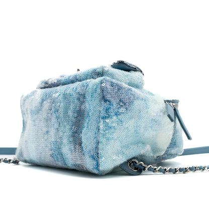 Chanel Mini Backpack Sequins Multicolour Blue