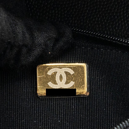 Chanel 23k Detailed CC Logo Wallet On Chain Caviar Black L (microchip)