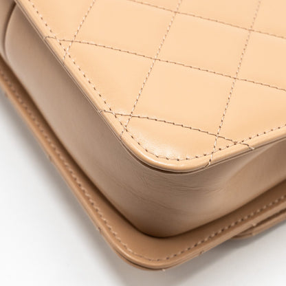 Chanel 21A Gold Crush Flap Bag Calfskin Beige  (Microchip)