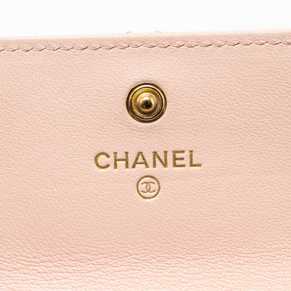 Chanel 19 Card Holder Lambskin Light Pink  (microchip)