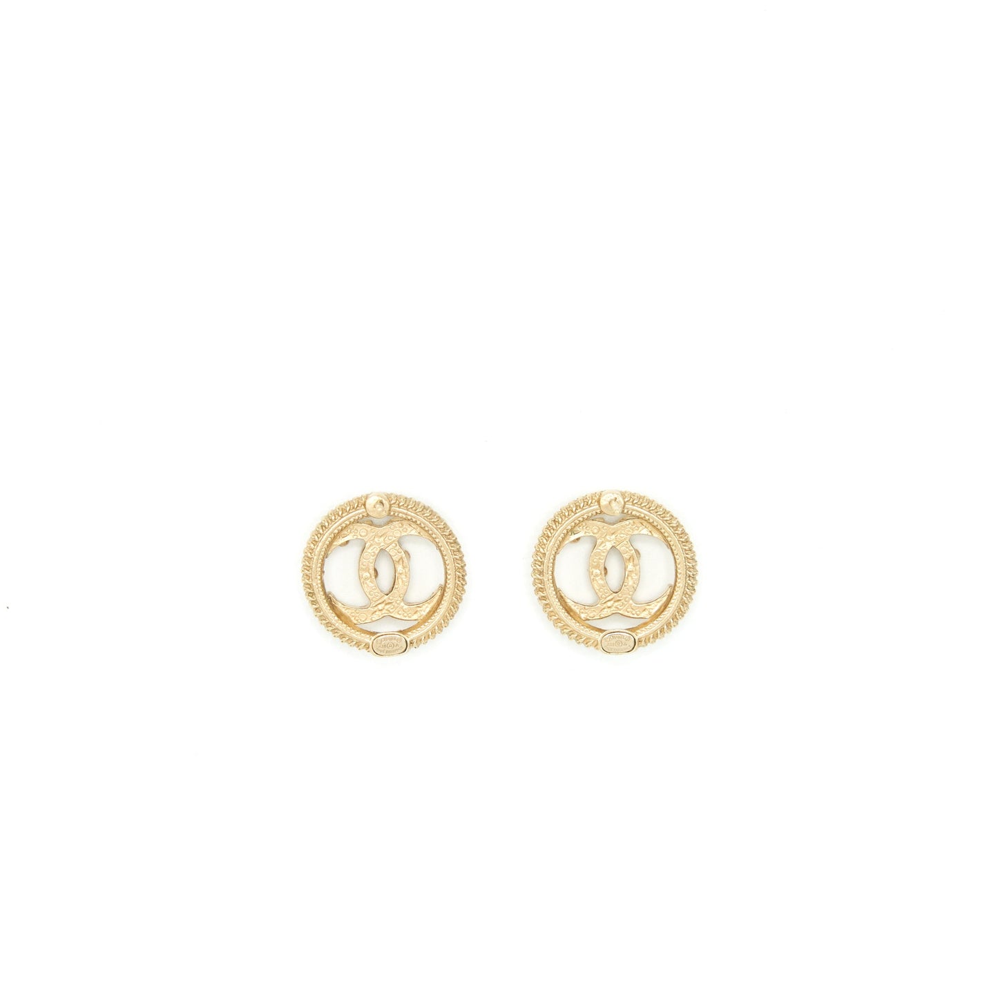 Chanel Round CC Logo Crystal and Pearl Earrings