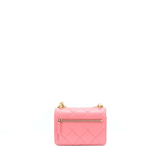 Chanel 22P Seasonal Mini Square Wallet On Chain Lambskin Pink