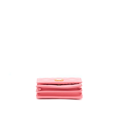 Chanel 22P Seasonal Mini Square Wallet On Chain Lambskin Pink