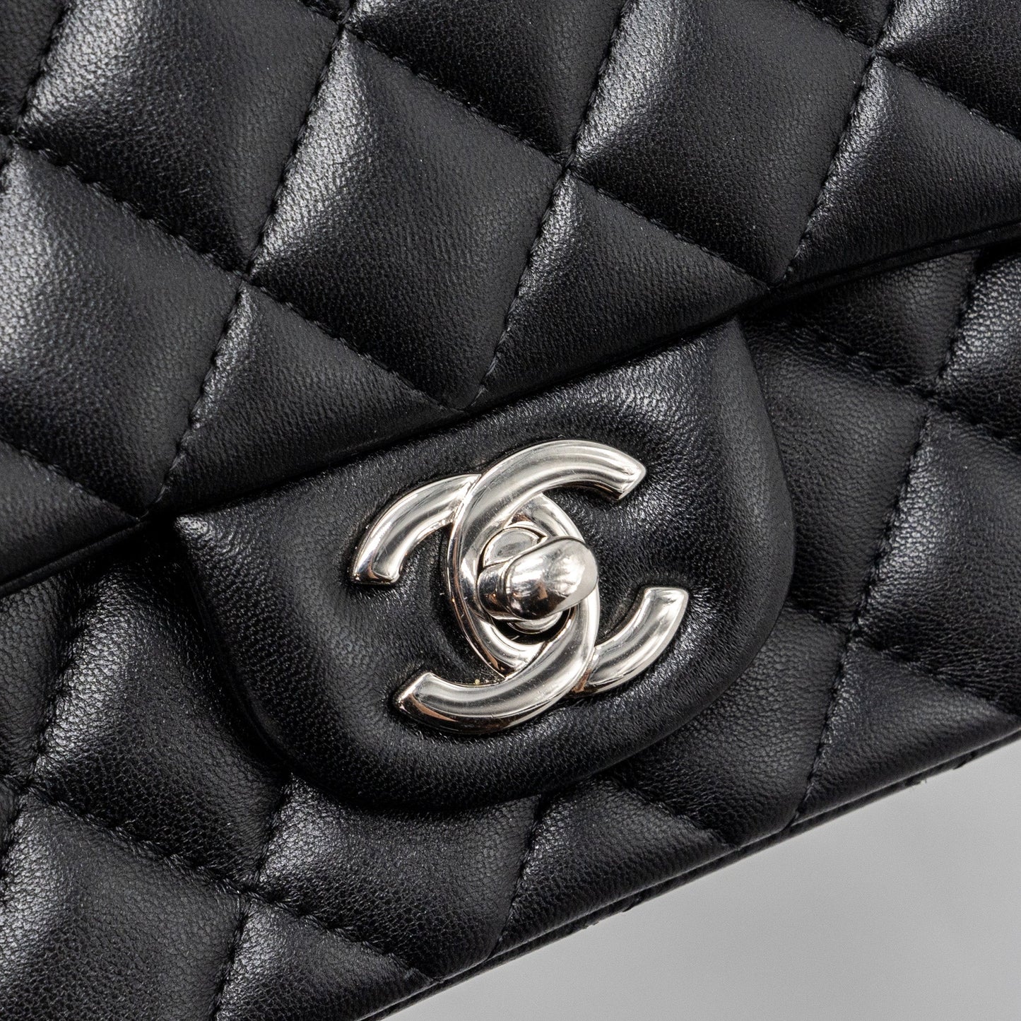 Chanel mini square flap bag lambskin black