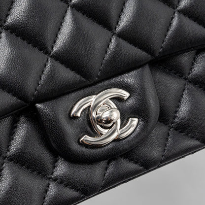 Chanel mini square flap bag lambskin black