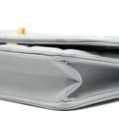 Chanel Pearl Crush Wallet On Chain Lambskin Grey