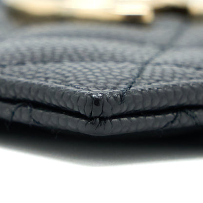Chanel 23C Zipper Card Holder Caviar Black L (Microchip)
