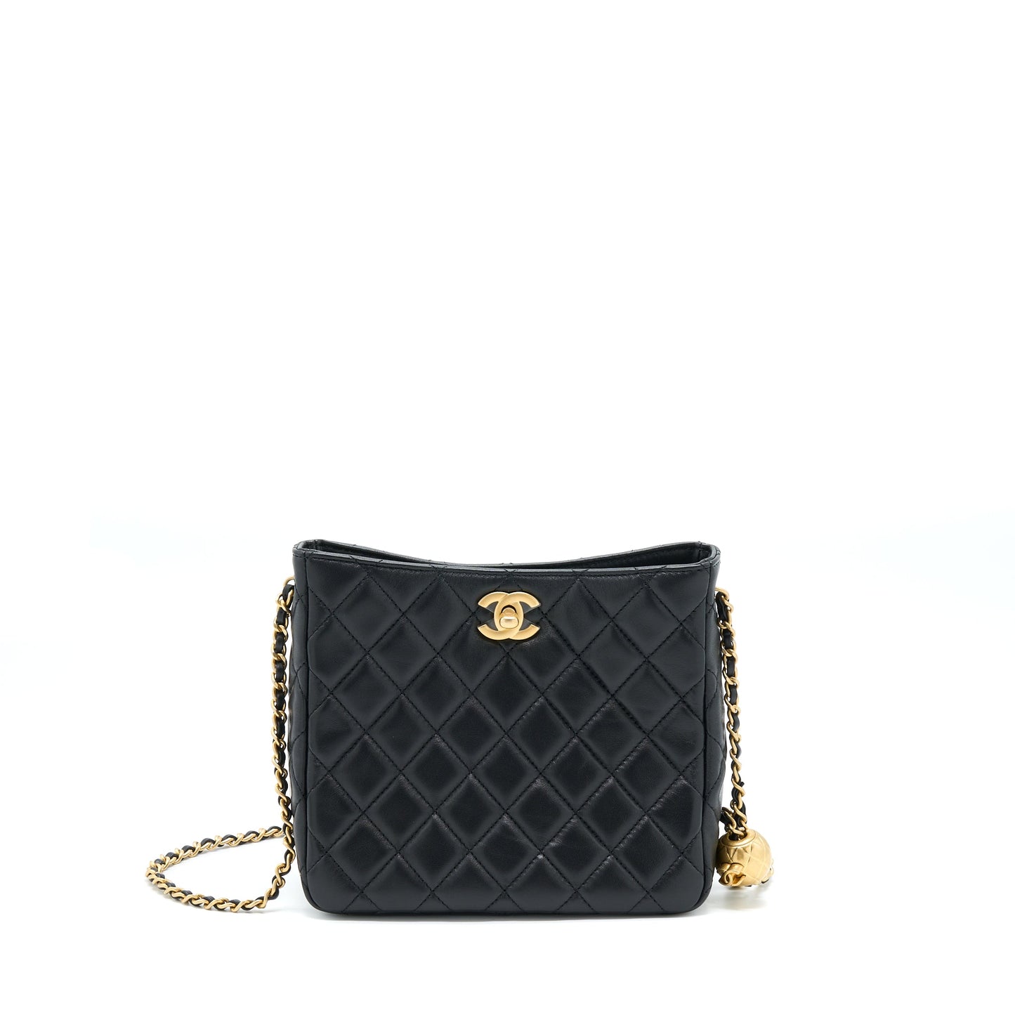 Chanel 22B Pearl Crush Hobo Bag Lambskin Black With  (Microchip)