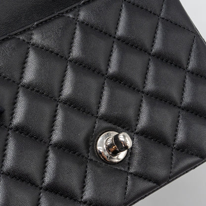 Chanel mini square flap bag lambskin black