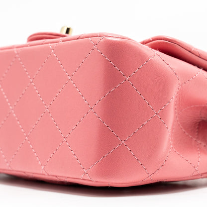 Chanel Mini Square Flap Bag Lambskin PInk L (Microchip)