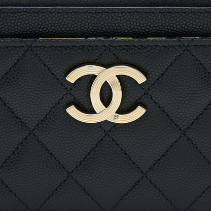 Chanel 23C Zipper Card Holder Caviar Black L (Microchip)