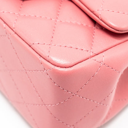 Chanel Mini Square Flap Bag Lambskin PInk L (Microchip)