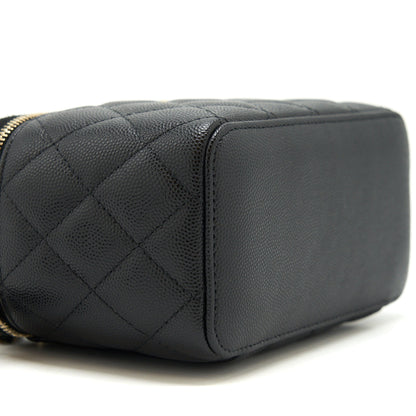 Chanel Caviar Long Vanity case with chain Caviar black L