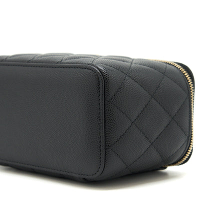 Chanel Caviar Long Vanity case with chain Caviar black L