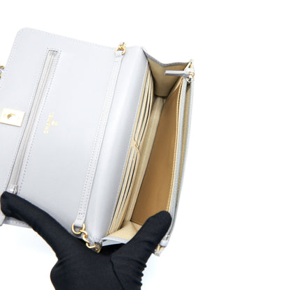 Chanel Pearl Crush Wallet On Chain Lambskin Grey