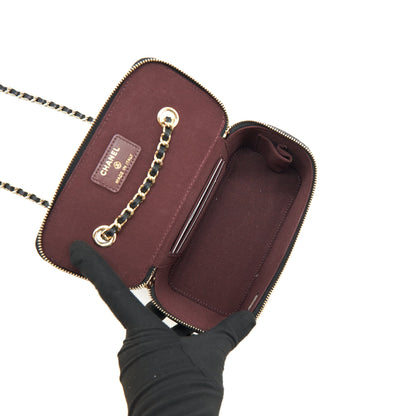 Chanel Caviar Long Vanity case with chain Caviar black L