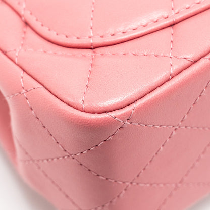 Chanel Mini Square Flap Bag Lambskin PInk L (Microchip)