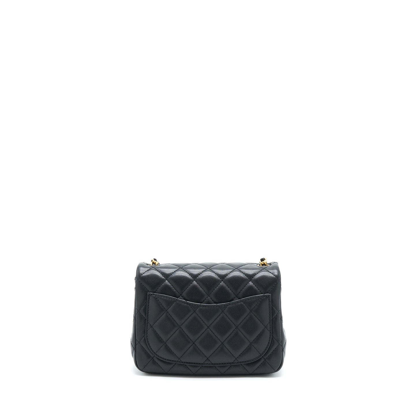 Chanel Pearl Crush Mini Square Flap Bag Lambskin Black  (Microchip)