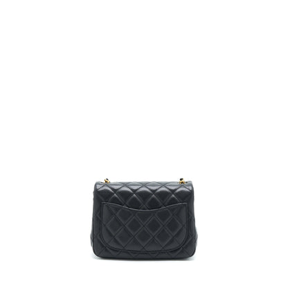 Chanel Pearl Crush Mini Square Flap Bag Lambskin Black  (Microchip)