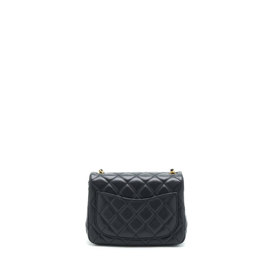 Chanel Pearl Crush Mini Square Flap Bag Lambskin Black  (Microchip)