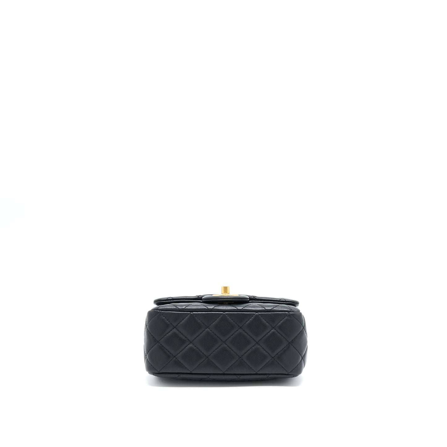 Chanel Pearl Crush Mini Square Flap Bag Lambskin Black  (Microchip)
