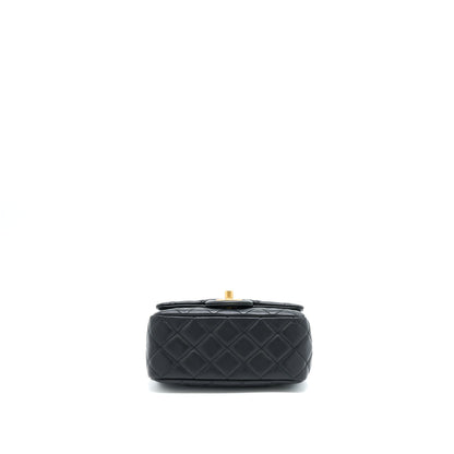 Chanel Pearl Crush Mini Square Flap Bag Lambskin Black  (Microchip)